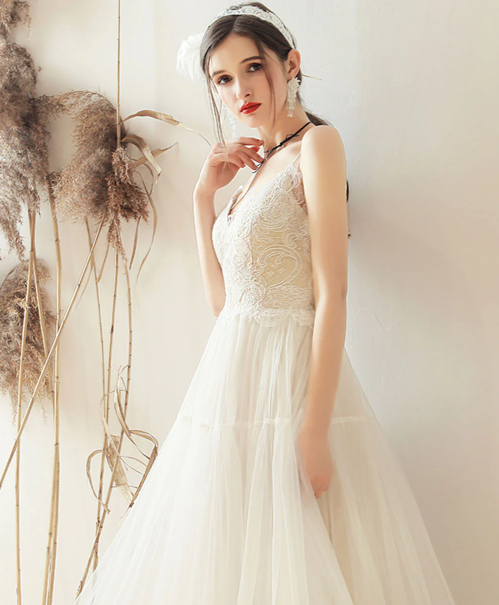 White Sweetheart A Line Tulle Tea Length Prom Dress Bridesmaid Dress - Deanwangkt