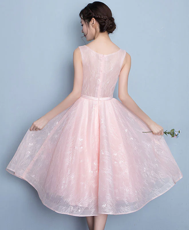 Cute Round Neck Lace Short Prom Dress, Evening Dress - Deanwangkt