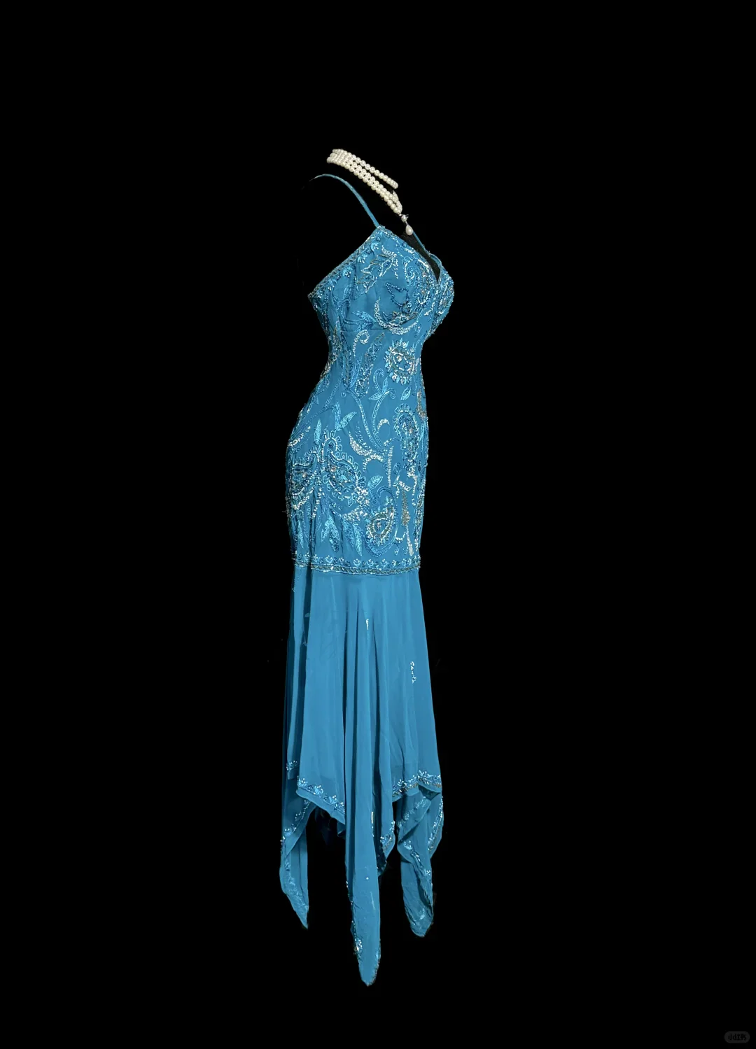 Classy Elegant Sheath Spaghetti Straps Blue Beading Sleeveless Chiffon Prom Dresses H2977 - Deanwangkt