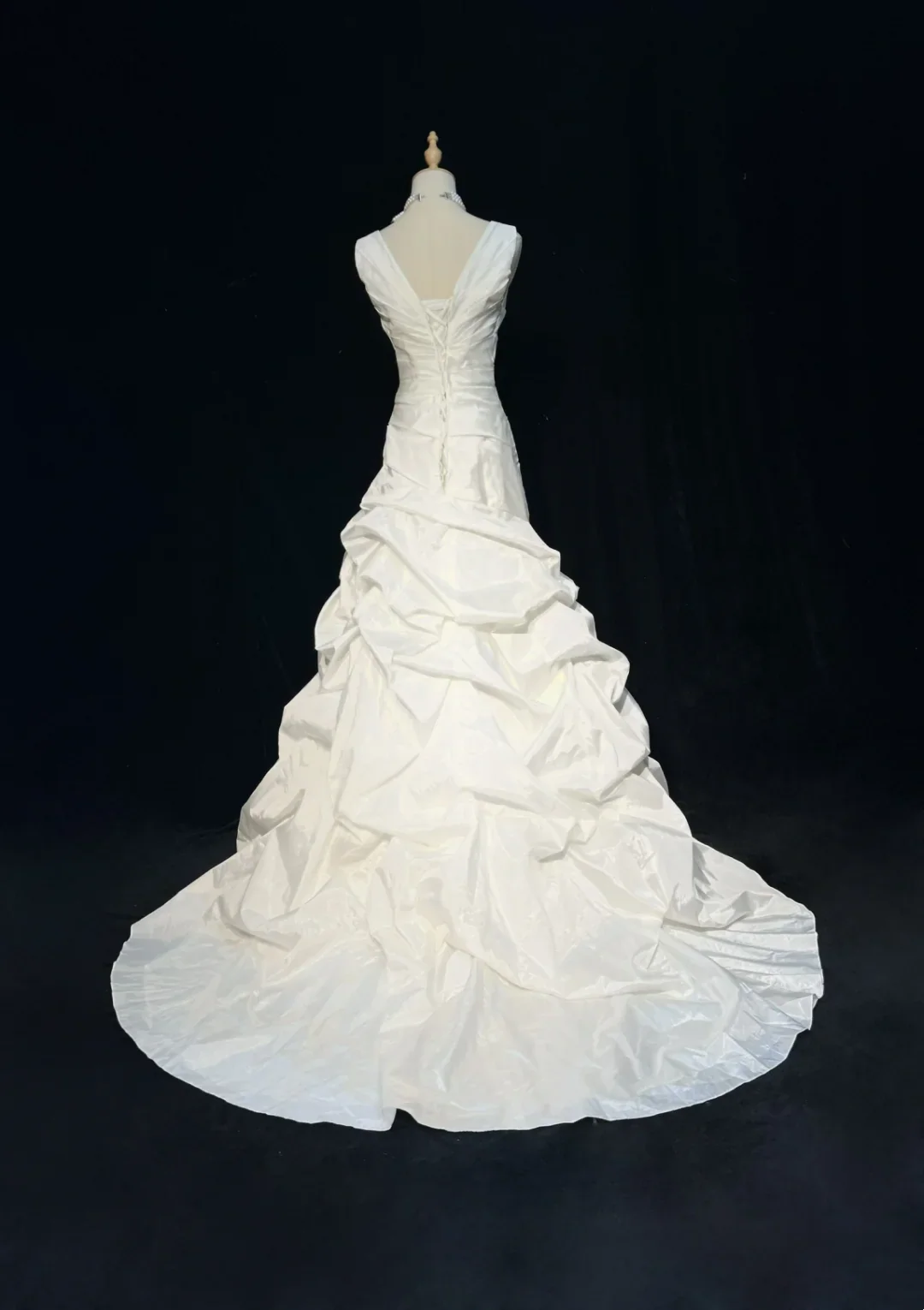 Vintage Bridal Gown 1960s Ball Gown Square Neck Sleeveless Taffeta Pleated Long White Wedding Dresses Elegant Bridal Gowns DH1015 - Deanwangkt