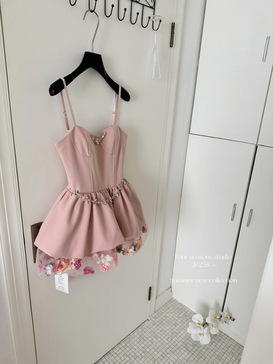 Sexy A line Spaghetti Straps Pink Min Summer Dress Holiday Party Homecoming Dress Birthday Outfits For Teens DP0150 - Deanwangkt