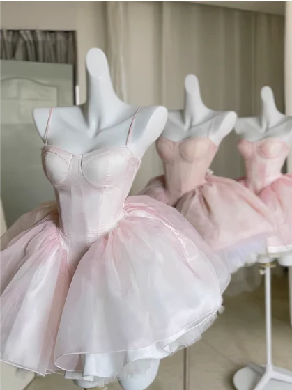 Pretty Ball Gown Short Sweetheart Pink Homecoming Dress Summer Hoco Dresses Cocktail Dress For Senior Teens DP1792 - Deanwangkt