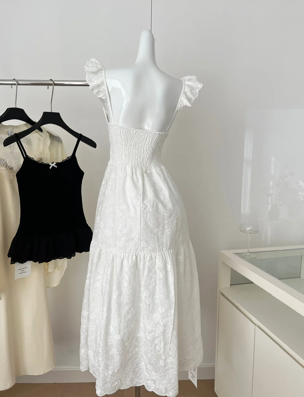 Sexy A Line Spaghetti Straps Floral White Lace Summer Dress Holiday Party Outfits For Women DP0105 - Deanwangkt