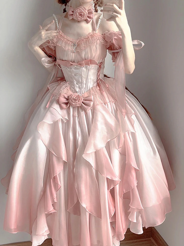 Sexy Ball Gown Off The Shoulder Short Sleeves 16th Pink Birthday Dress Lolita Dress Birthday Outfits DP0219 - Deanwangkt