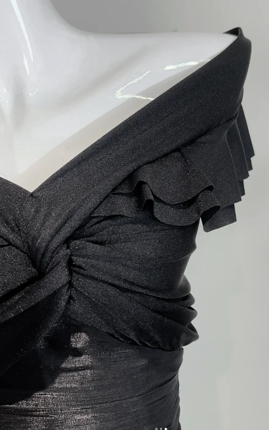 Elegant Off-Shoulder Sheath Long Prom Dresses Satin Black Evening Dresses DP3804 - Deanwangkt