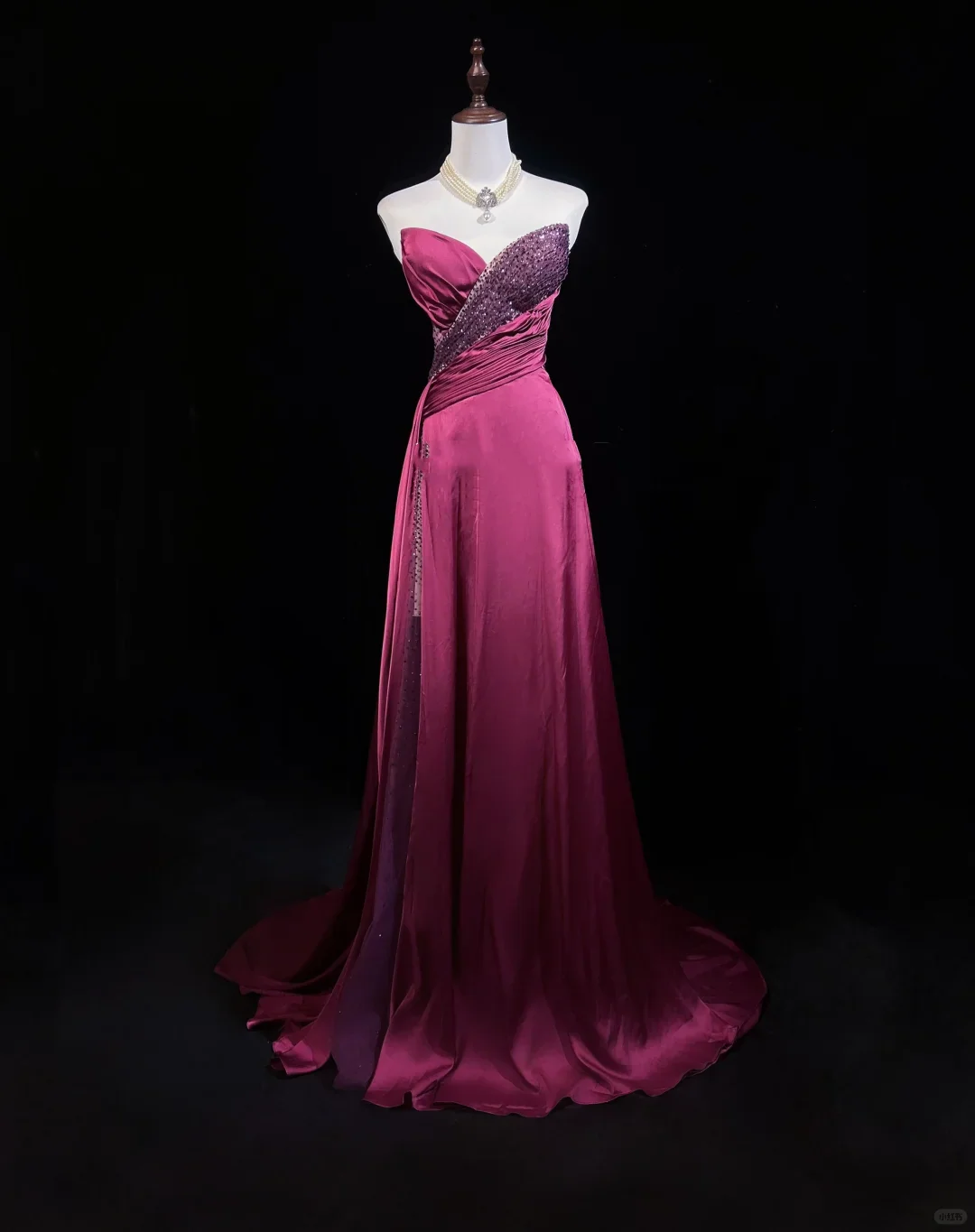 Vintage A Line Sweetheart Pink Slit Satin Long Prom Dress Party Dress Evening Dresses DP1697 - Deanwangkt