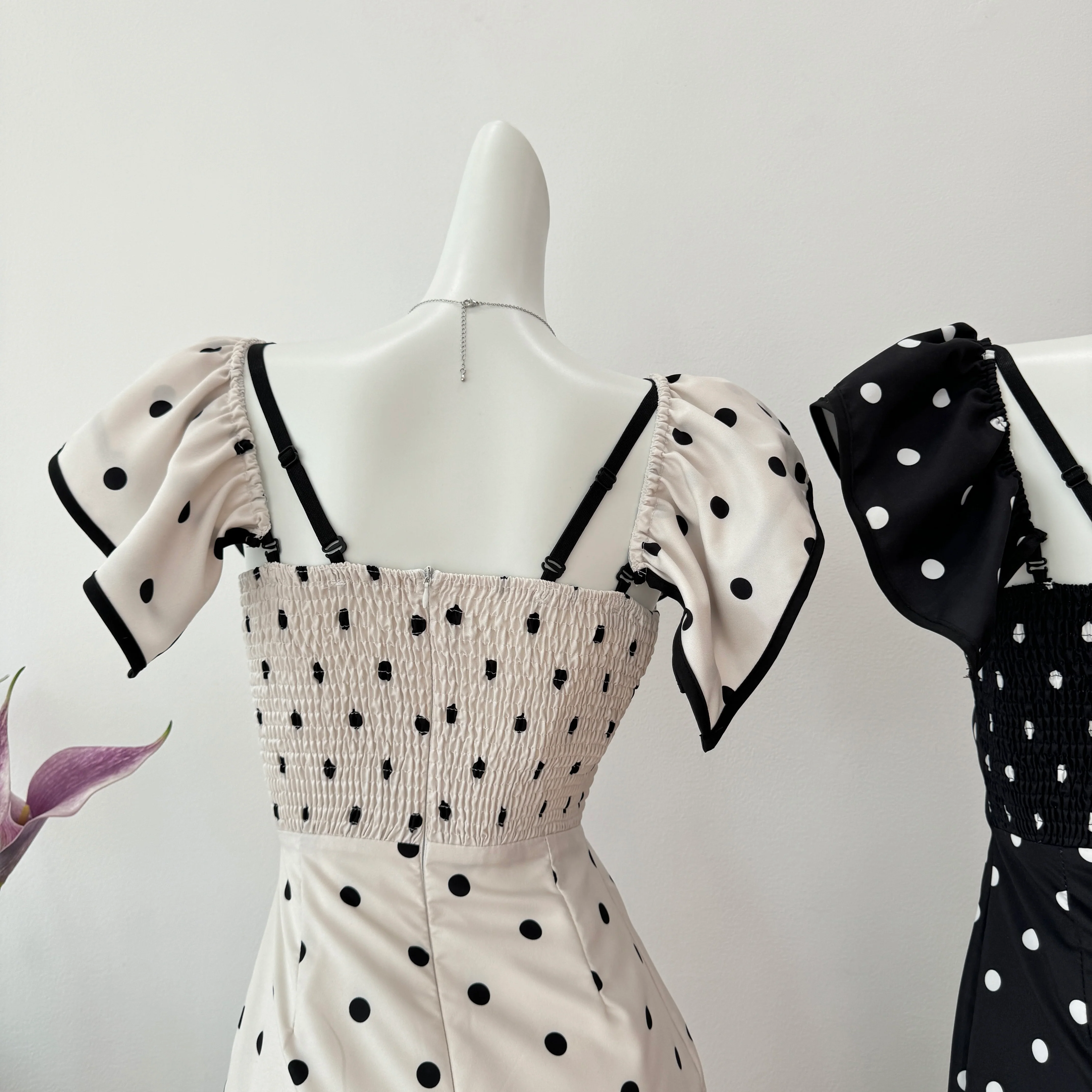 Cute A Line V Neckline Polka Dots Summer Dress Holiday Party Outfits For Women DP0104 - Deanwangkt