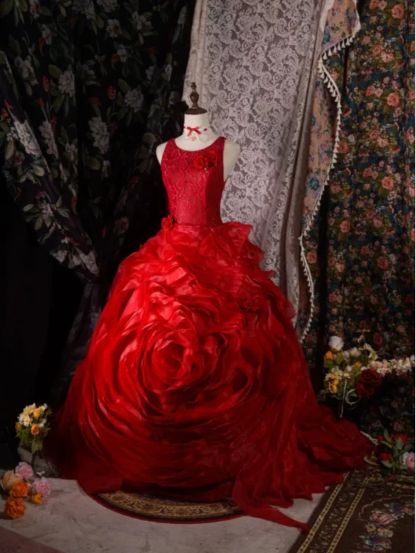 Fairy Jewel Ball Gown Tulle Long Prom Dresses Burgundy Quinceanera Dresses Sweet 16 Dress DP3749 - Deanwangkt