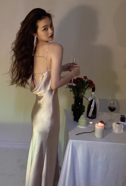 Elegant Sheath Spaghetti Strap Long Evening Gowns Satin Open Back Special Formal Dresses Prom Dresses DP2781 - Deanwangkt