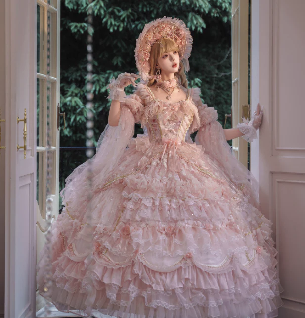 Princess Straps Ball Gown Tulle Pink Short Birthday Dresses Cute Lace Pink Lolita Dresses DP3999 - Deanwangkt