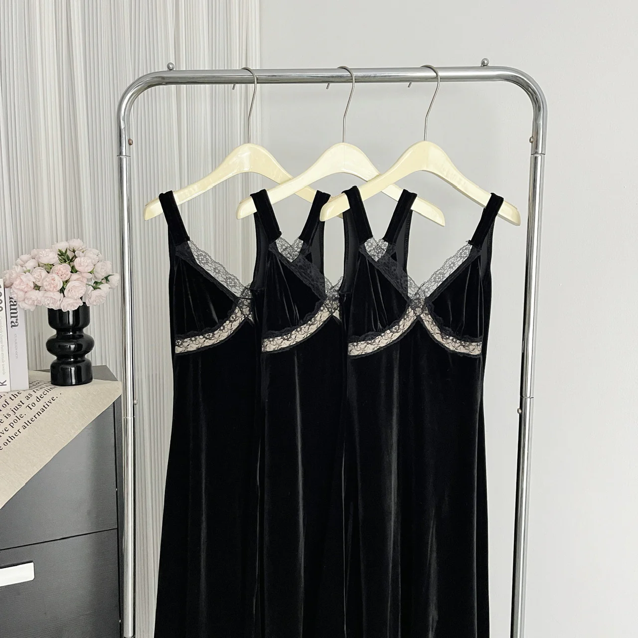Sexy Mermaid Straps Black Velvet Summer Dress Holiday Party Birthday Outfits For Women DP0136 - Deanwangkt