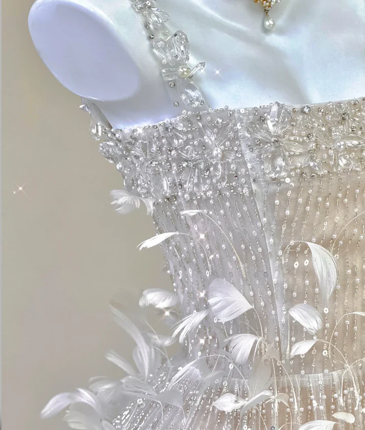 Classy A Line Square Neckline Champagne Tulle Long Prom Dresses P0003 - Deanwangkt