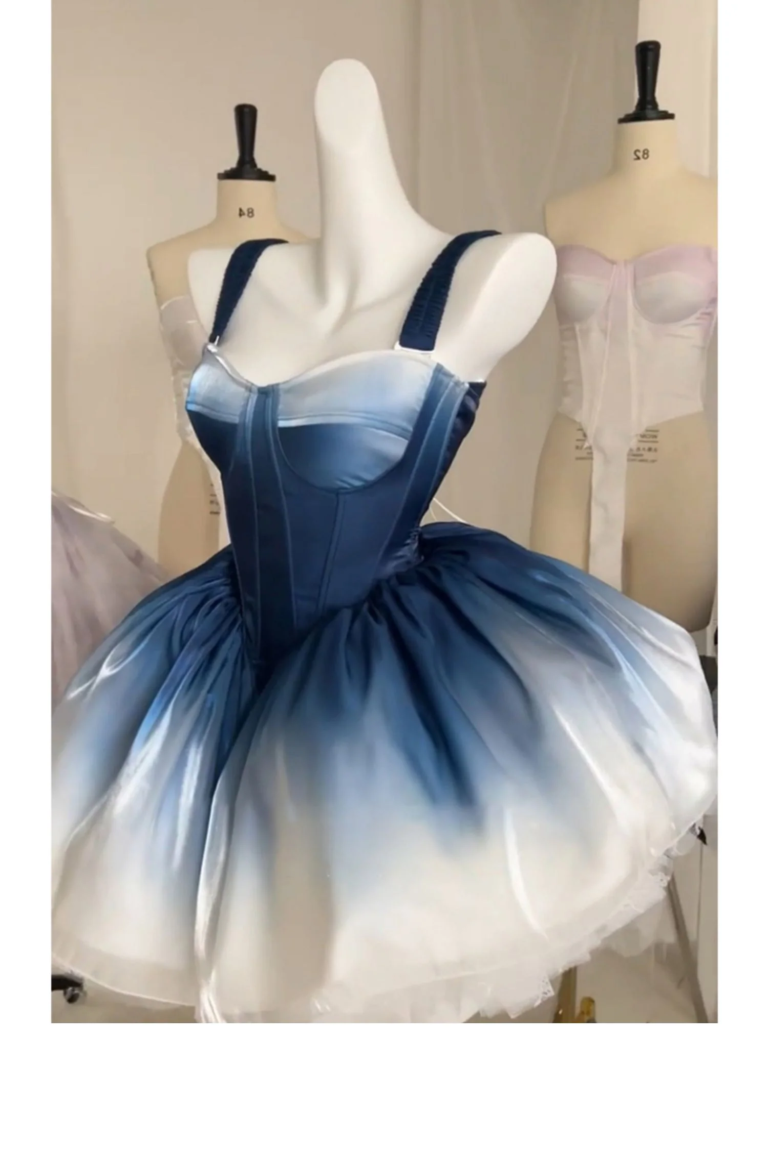 Pretty Ball Gown Short Ombre Blue Homecoming Dress Summer Hoco Dresses Cocktail Dress For Senior Teens DP1787 - Deanwangkt