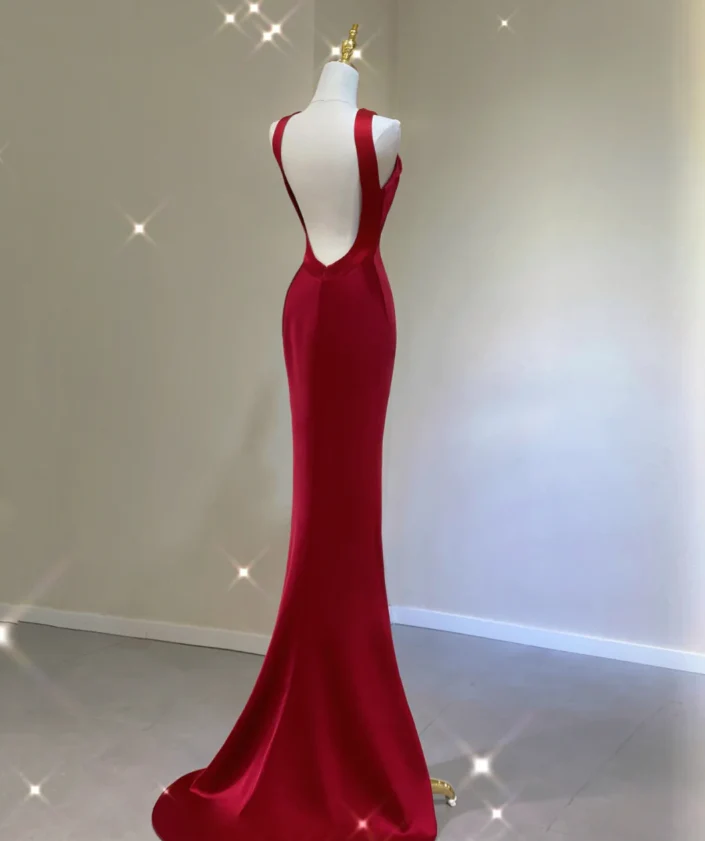 Pretty A Line Scoop Long Red Prom Dresses Graduation Dress High School Classy Evening Dresses DP413 - Deanwangkt