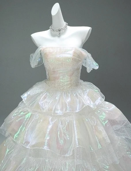 Stunning Off-the-Shoulder Ball Gown Tiered Chiffon Long Quinceanera Dress Saprkly Formal Gowns Vestido De 15 Anos Sweet 16 Dress DP2846 - Deanwangkt