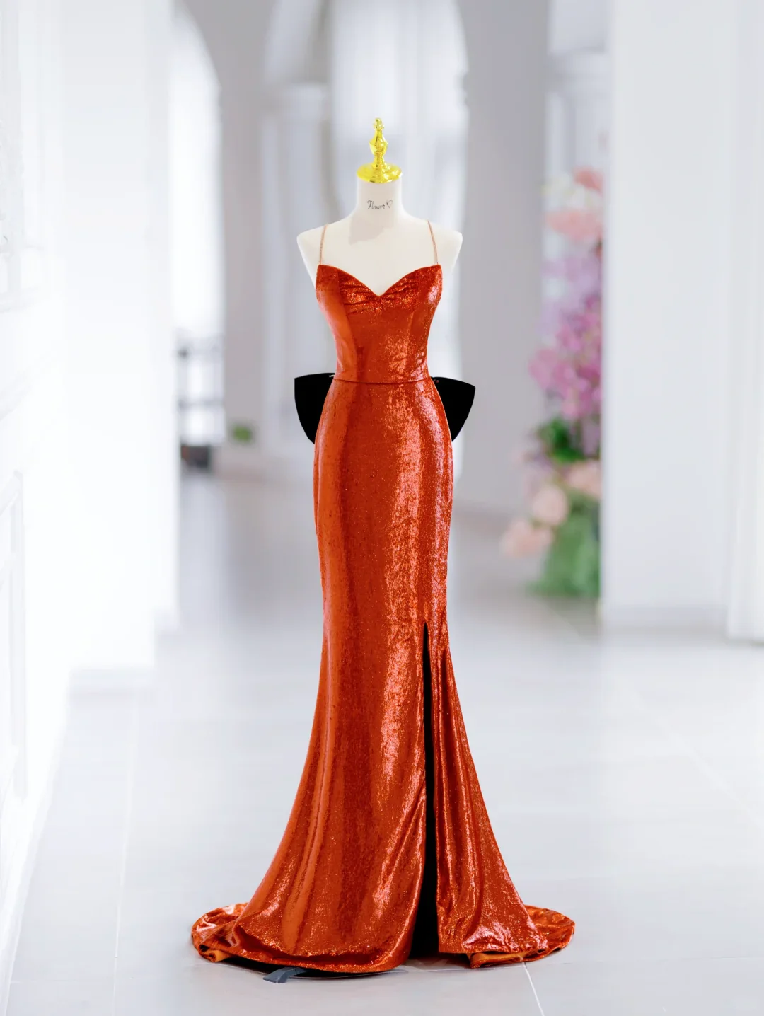 Modest Mermaid Spaghetti Straps Sequin Long Slit Evening Party Gowns Evening Dress Special Formal Dresses Prom Dress DH2796 - Deanwangkt