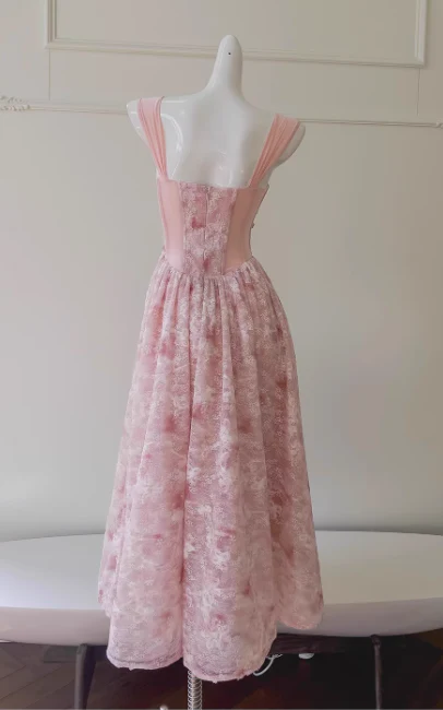 Chic Straps Sheath Tulle Applique Long Prom Dresses,Pink Formal Evening Gowns DP3152 - Deanwangkt