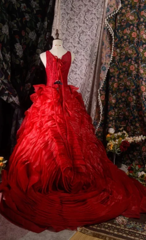 Fairy Jewel Ball Gown Tulle Long Prom Dresses Burgundy Quinceanera Dresses Sweet 16 Dress DP3749 - Deanwangkt