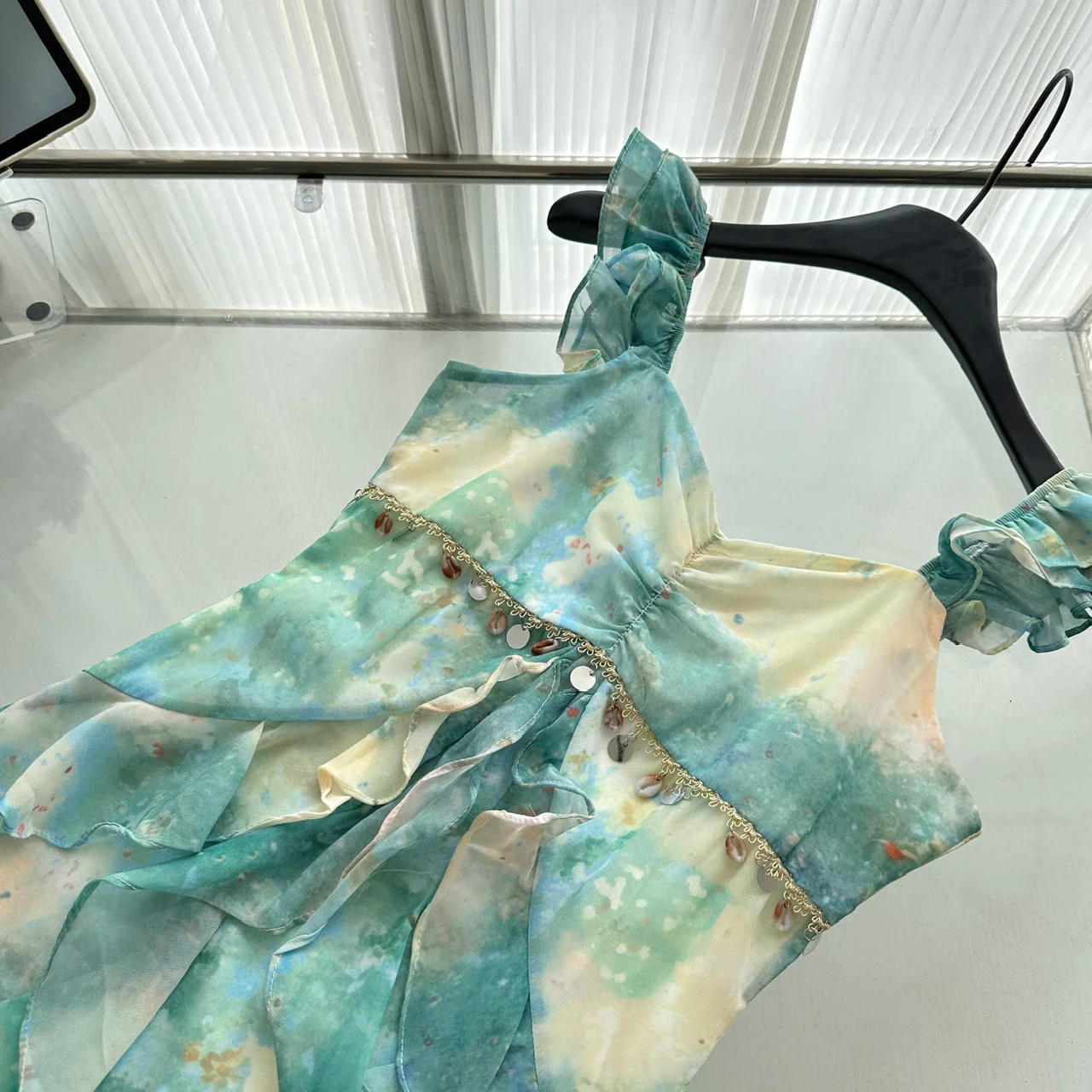 Sexy Mermaid Square Floral Green Summer Dress Holiday Party Outfits For Women DP0126 - Deanwangkt