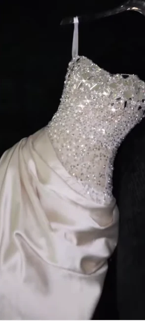 Luxury Mermaid Sweetheart White Satin Wedding Dress Modest Wedding Dresses Princess Wedding Gowns DH1773 - Deanwangkt