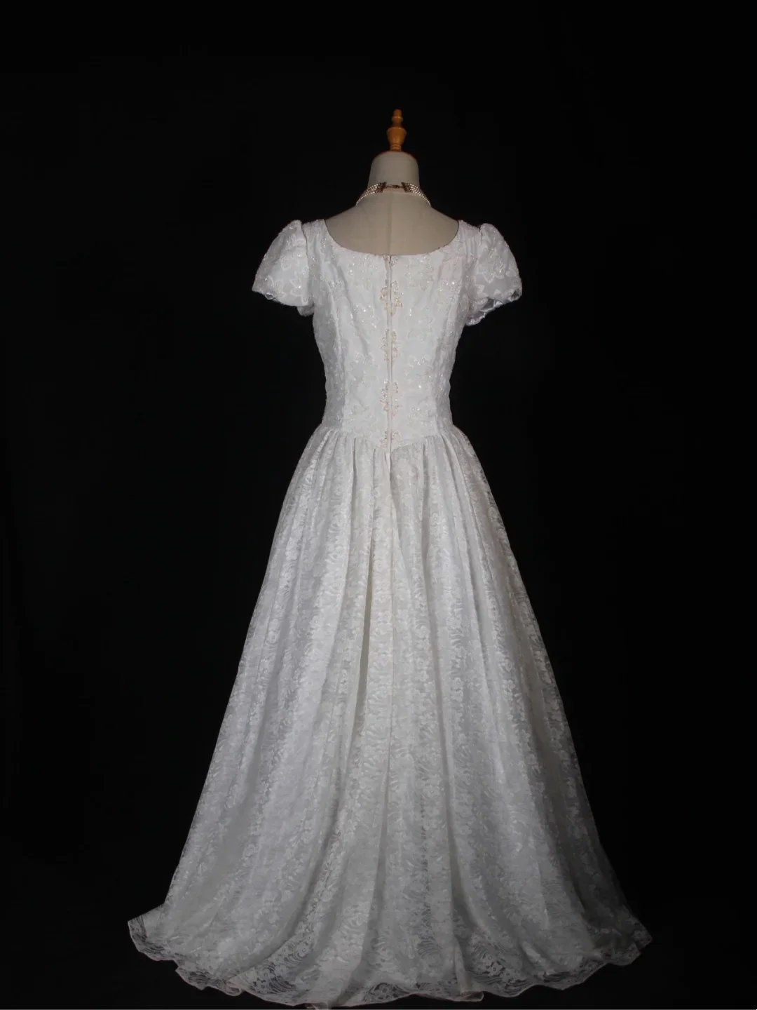 Vintage Wedding Dress 1970s Ball Gown Square Neck White Lace Wedding Dresses Bridal Gowns Elegant Brides Gown DH582 - Deanwangkt