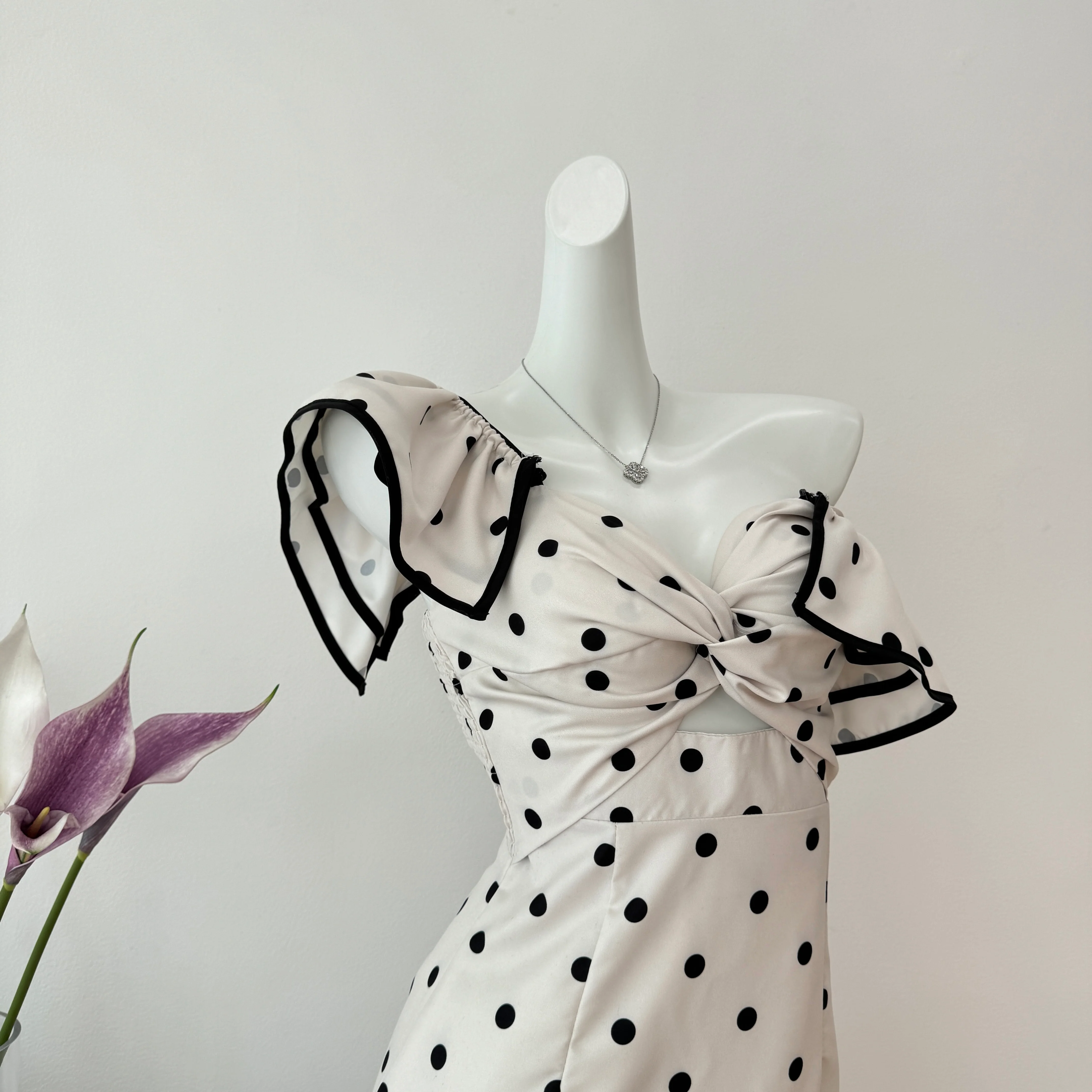 Cute A Line V Neckline Polka Dots Summer Dress Holiday Party Outfits For Women DP0104 - Deanwangkt