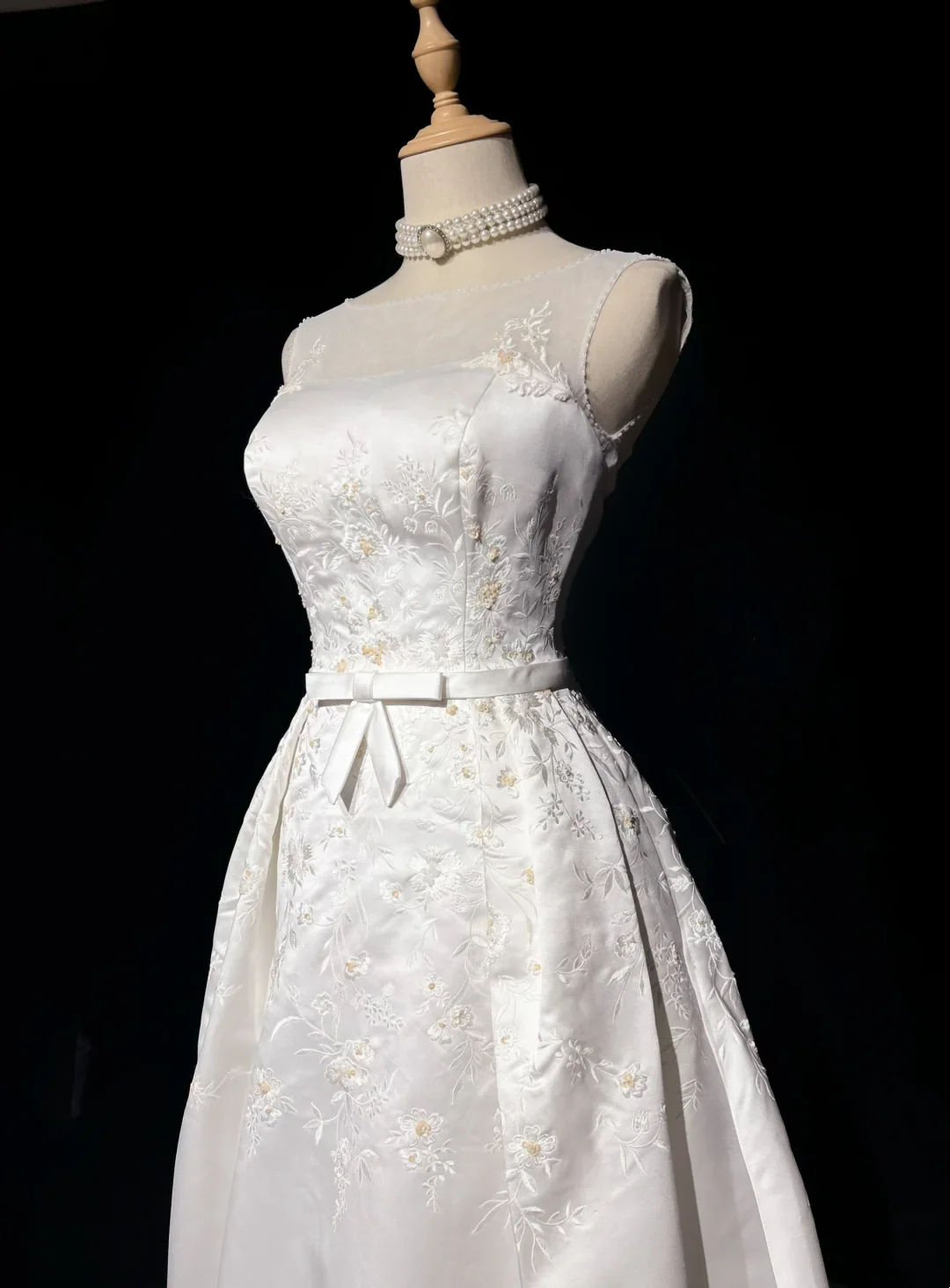 Vintage A line Bateau White Satin Long 1940s 1950s Wedding Dresses Elegant Bridal Gowns DH674 - Deanwangkt