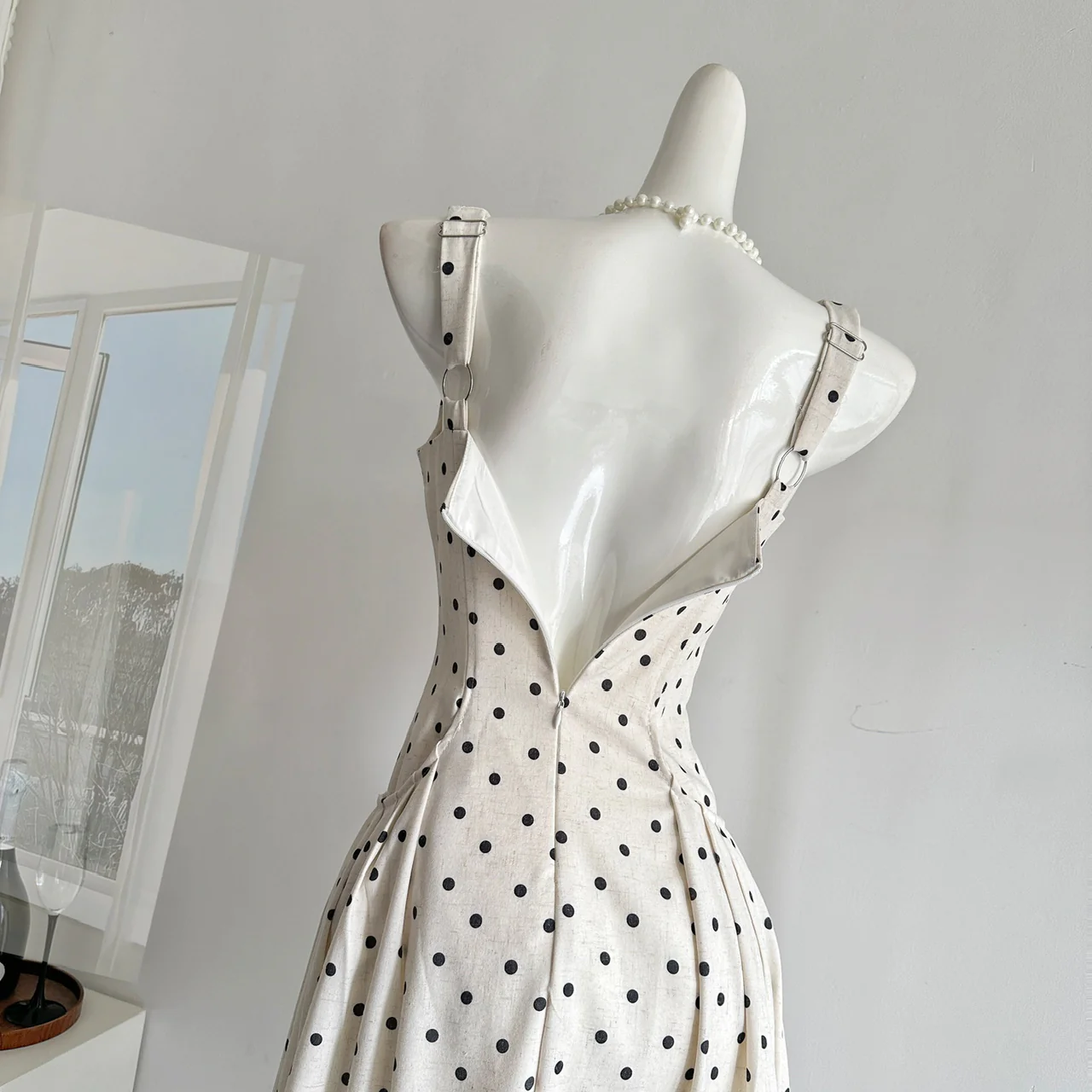 Sexy A line Square Neckline White Lace Summer Polka Dots Dress Holiday Party Outfits For Women DP0109 - Deanwangkt
