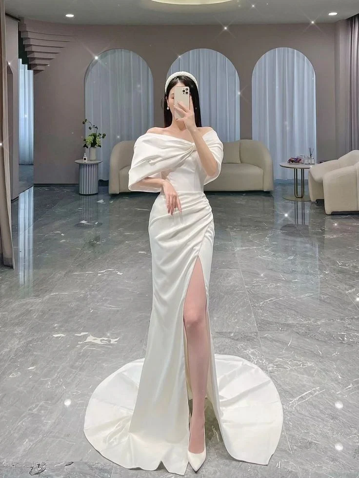 Vintage Wedding Dress Mermaid Off The Shoulder White Summer Beach Long Wedding Dresses Bridal Gowns W0693 - Deanwangkt