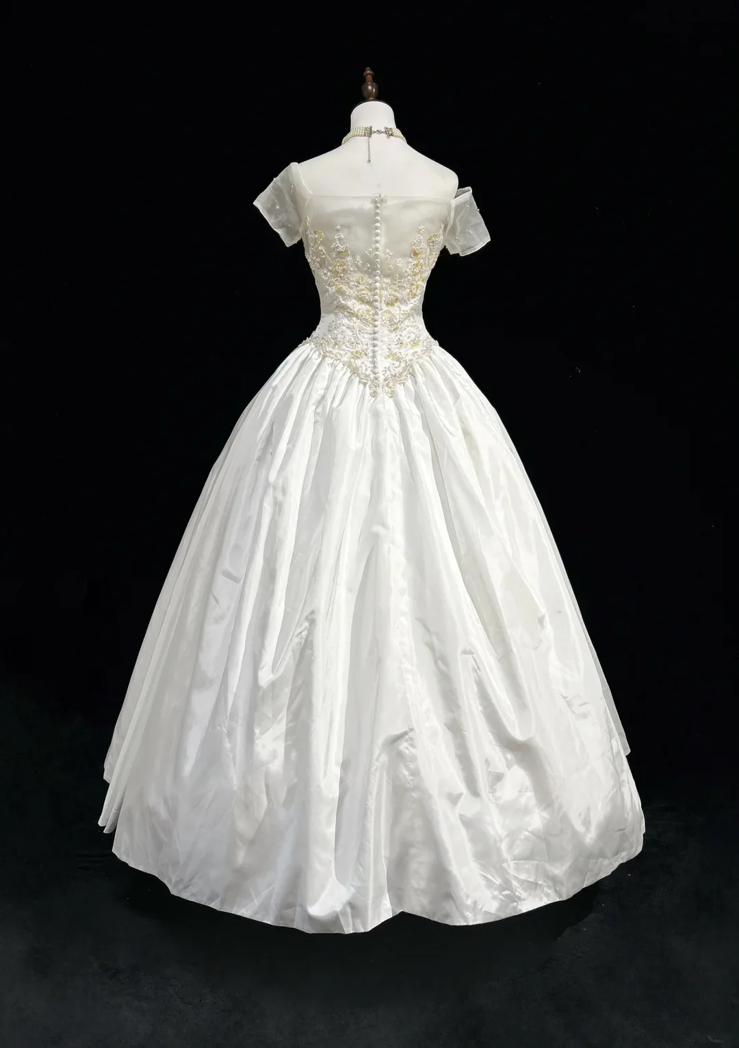 Unique Bridal Gown Ball Gown Off The Shoulder White Short Sleeves Lace Wedding Dresses Vintage 80s Wedding Gowns DH1258 - Deanwangkt