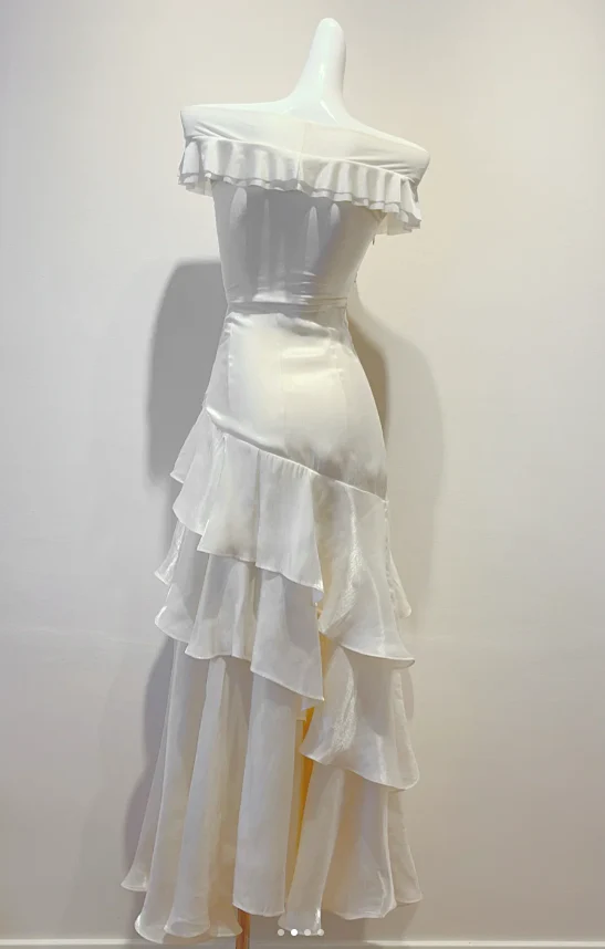 Elegant V-neck Sheath Chiffon Long Prom Dresses White Formal Evening Dresses DP3021 - Deanwangkt