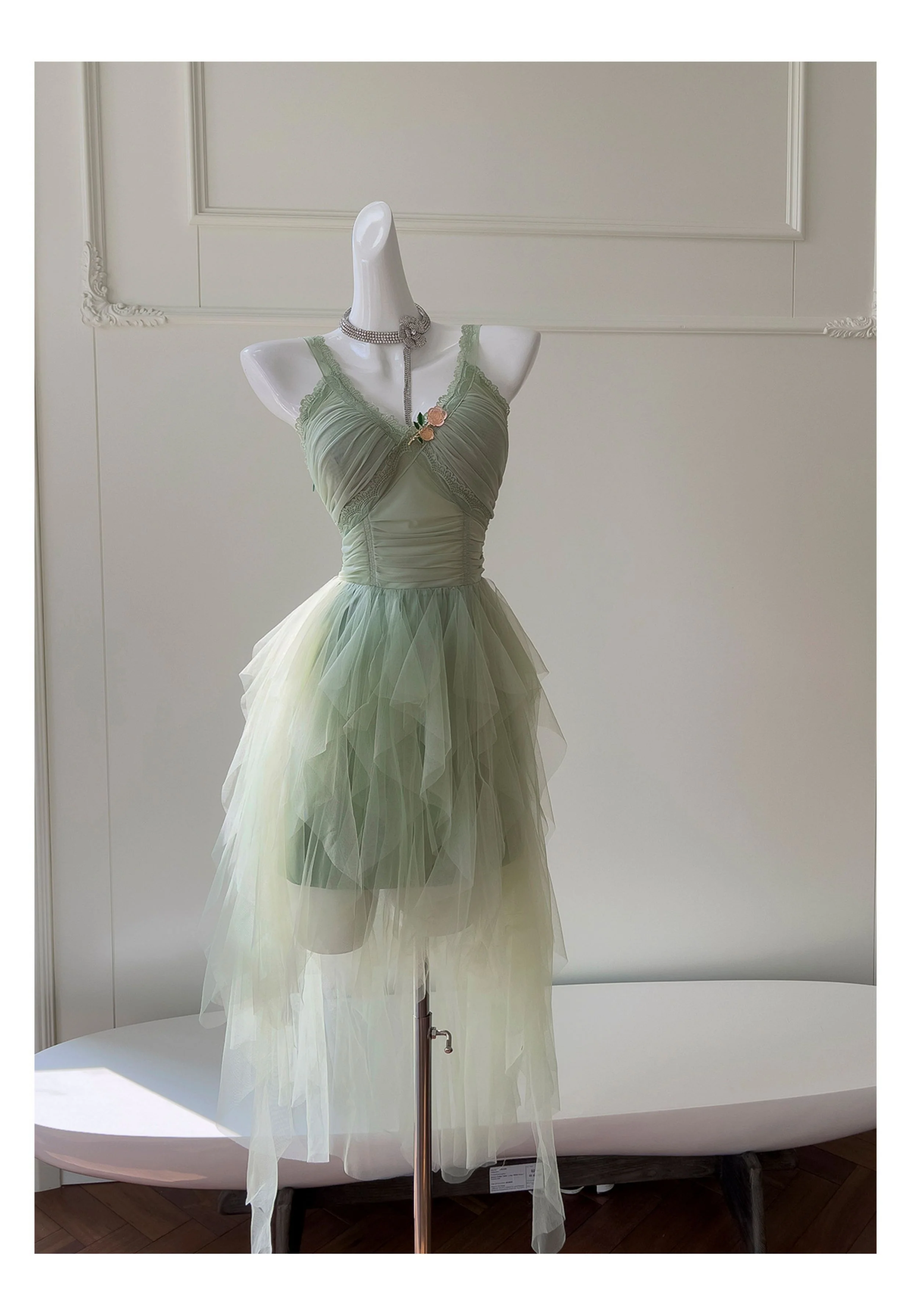 Pretty A Line Sage Green Tulle Formal Homecoming Dresses Middle School Short 21st Birthday Outfits Graduation Dress Mini Cocktail Dresses DH2309 - Deanwangkt