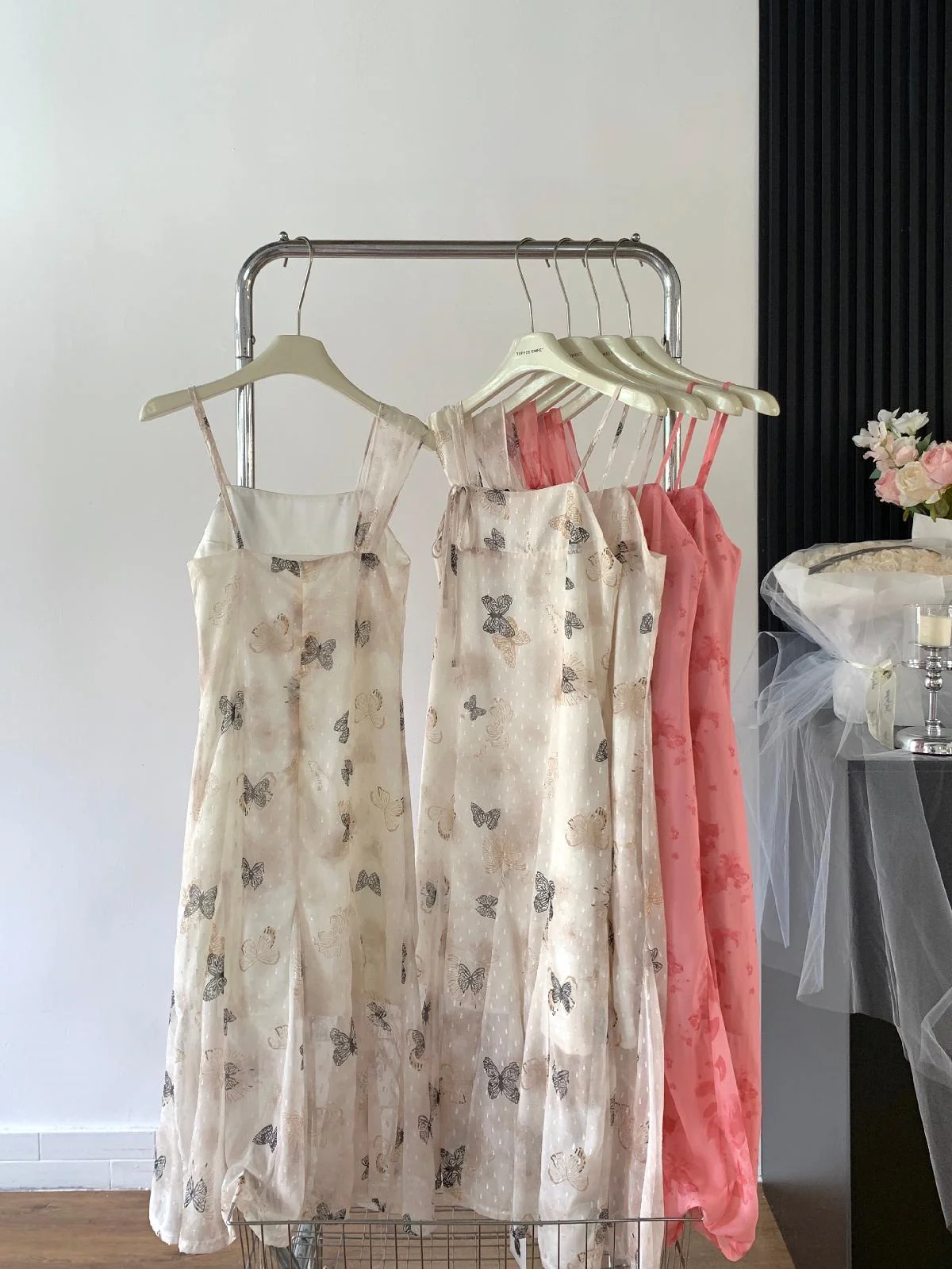 Sexy A line Spaghetti Straps Floral Long Dress Holiday Party Outfits For Women DP0031 - Deanwangkt