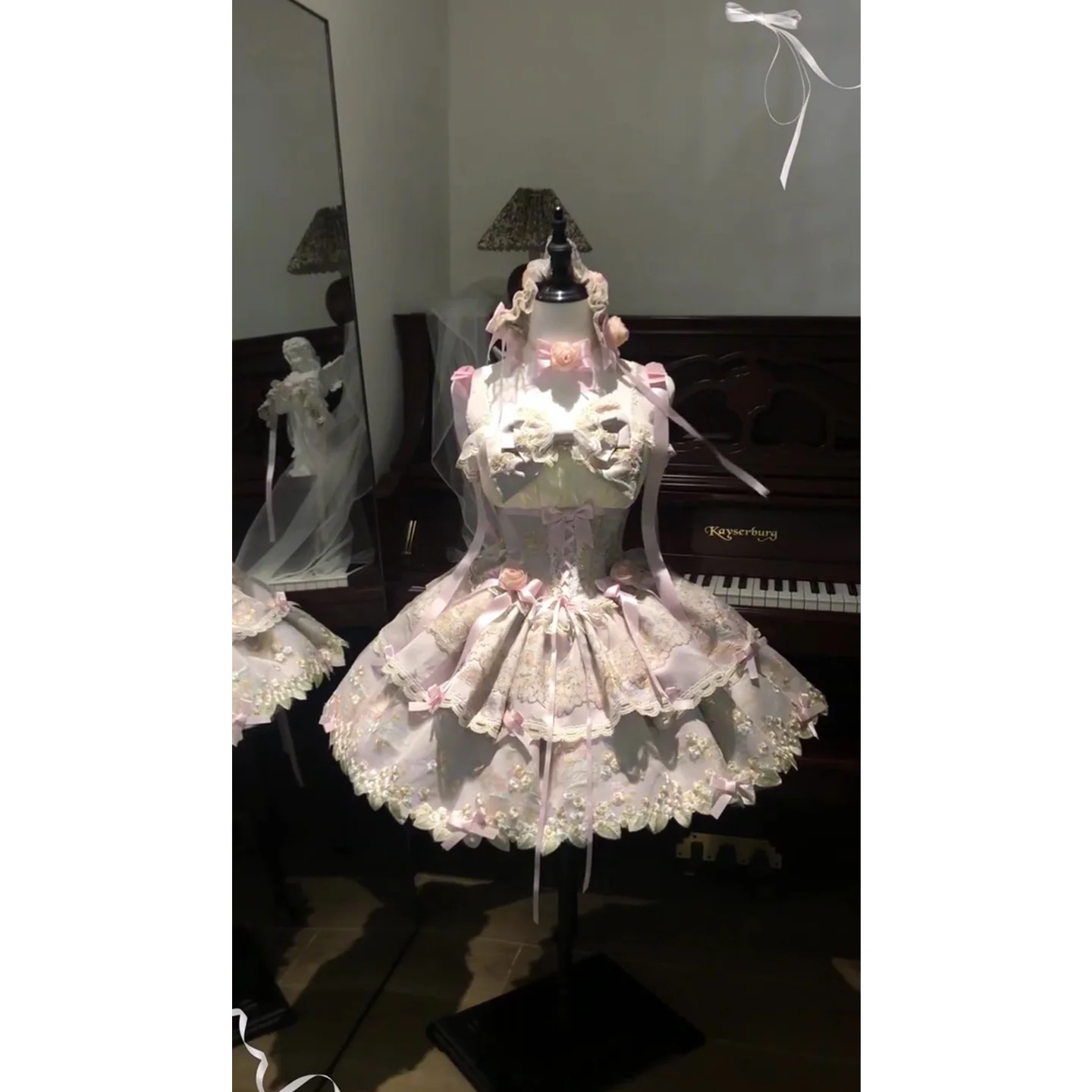 Vintage Ball Gown Spaghetti Straps Lace Summer 18th Birthday Dress Lolita Dress Mini 18th Birthday Outfits Short Lolita Outfit DH2405 - Deanwangkt