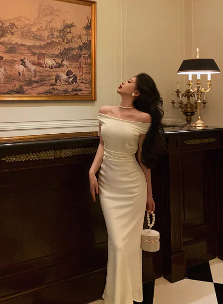 Classy Mermaid Off the Shoulder White 18th Birthday Dress Party Gown 21st Birthday Outfits Birthday Dress Ideas For Women DP610 - Deanwangkt