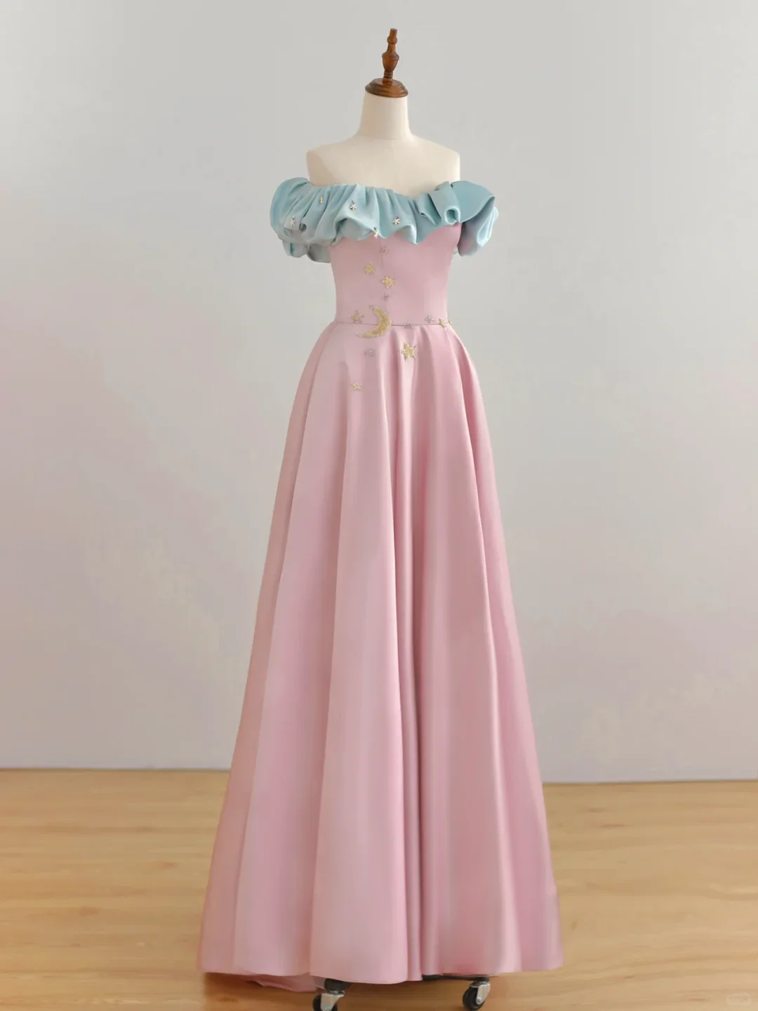 Elegant Glamour A line Off The Shoulder Pink Satin Prom Dress Party Dress Evening Dresses DP1501 - Deanwangkt