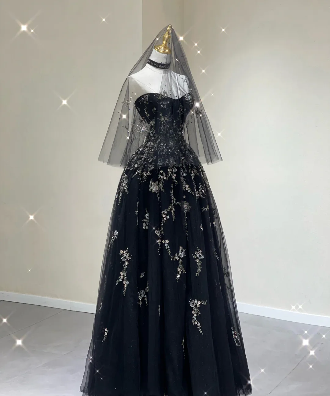 Pretty Ball Gown Strapless Black Tulle High School Graduation Dress Long Prom Dresses Evening Dresses DP431 - Deanwangkt