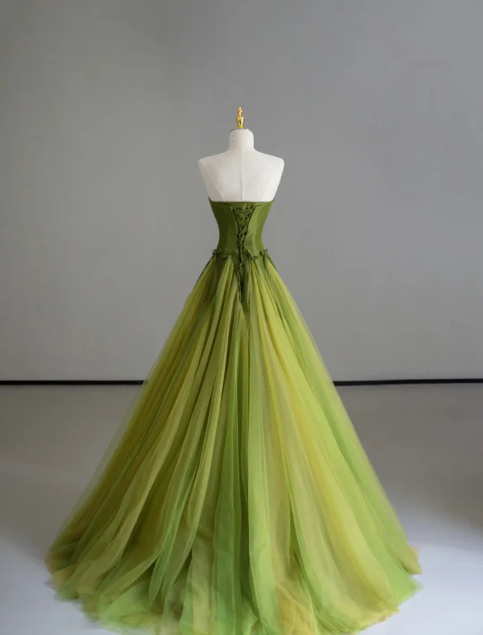 Classy Ball Gown Strapless Green Tulle Prom Dresses Birthday Dresses Dance Party Dress Graduation Prom Dresses DP505 - Deanwangkt