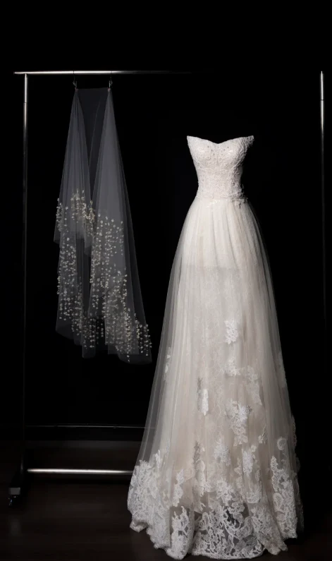 Simple Strapless A-line Wedding Dresses Beaded Applique White Tulle Bridal Gowns Sleeveless Bridal Dresses DP3285 - Deanwangkt