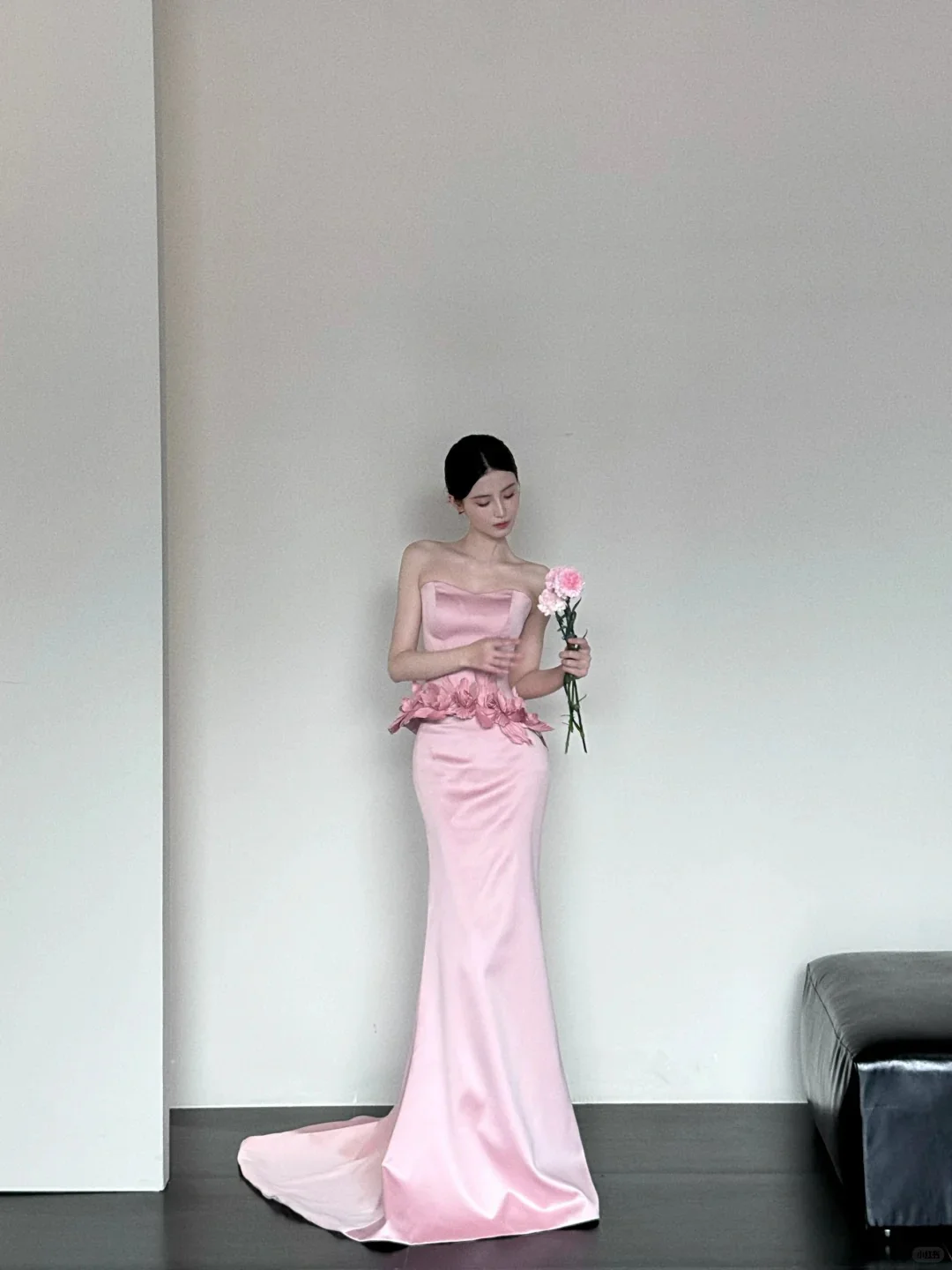 Elegant Strapless Mermaid Satin Long Pink Evening Dress Sweet Birthday Party Dress DP2904 - Deanwangkt