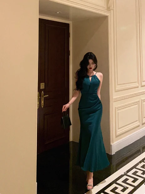 Pretty Mermaid Halter Neckline Green 18th Birthday Dress Party Outfits Birthday Outfits For Women DP0173 - Deanwangkt