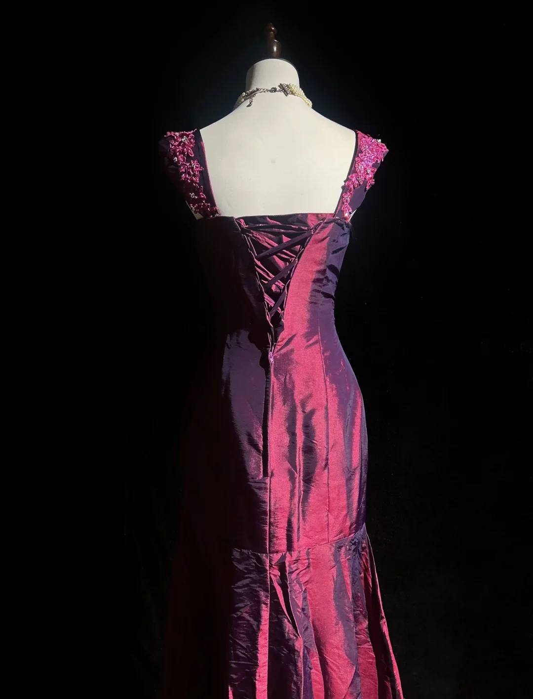 Retro Mermaid Sweetheart Burgundy Sleeveless Taffeta Long Prom Dresses Party Dress 18th Birthday Outfits Graduation Dresses DH2655 - Deanwangkt