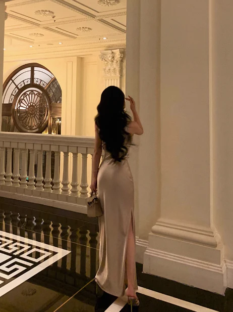 Classy Mermaid Spaghetti Straps Champagne 18th Birthday Dress Party Gown 18th Birthday Outfits Birthday Dress Ideas For Women DP580 - Deanwangkt