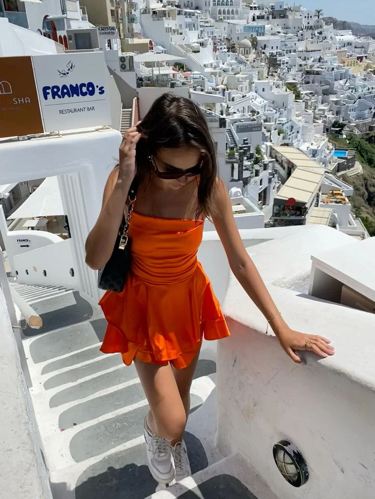 Pretty A line Halter Orange Satin Formal Homecoming Dresses 18th Birthday Outfits Graduation Dress Short Mini Cocktail Dresses DH2498 - Deanwangkt