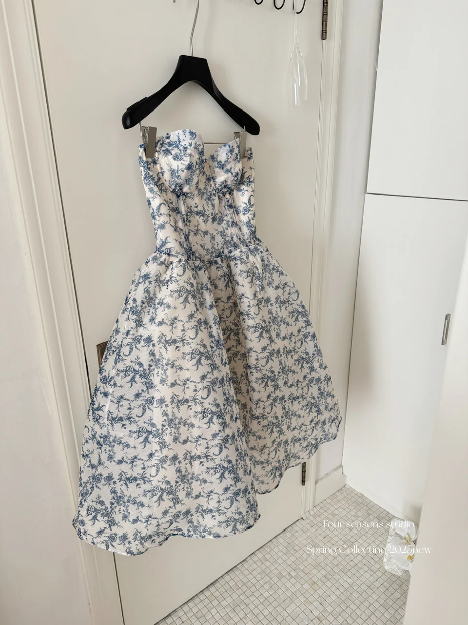 Sexy Ball Gown Sweetheart Floral Blue Summer Dress Holiday Party Outfits For Women DP0083 - Deanwangkt