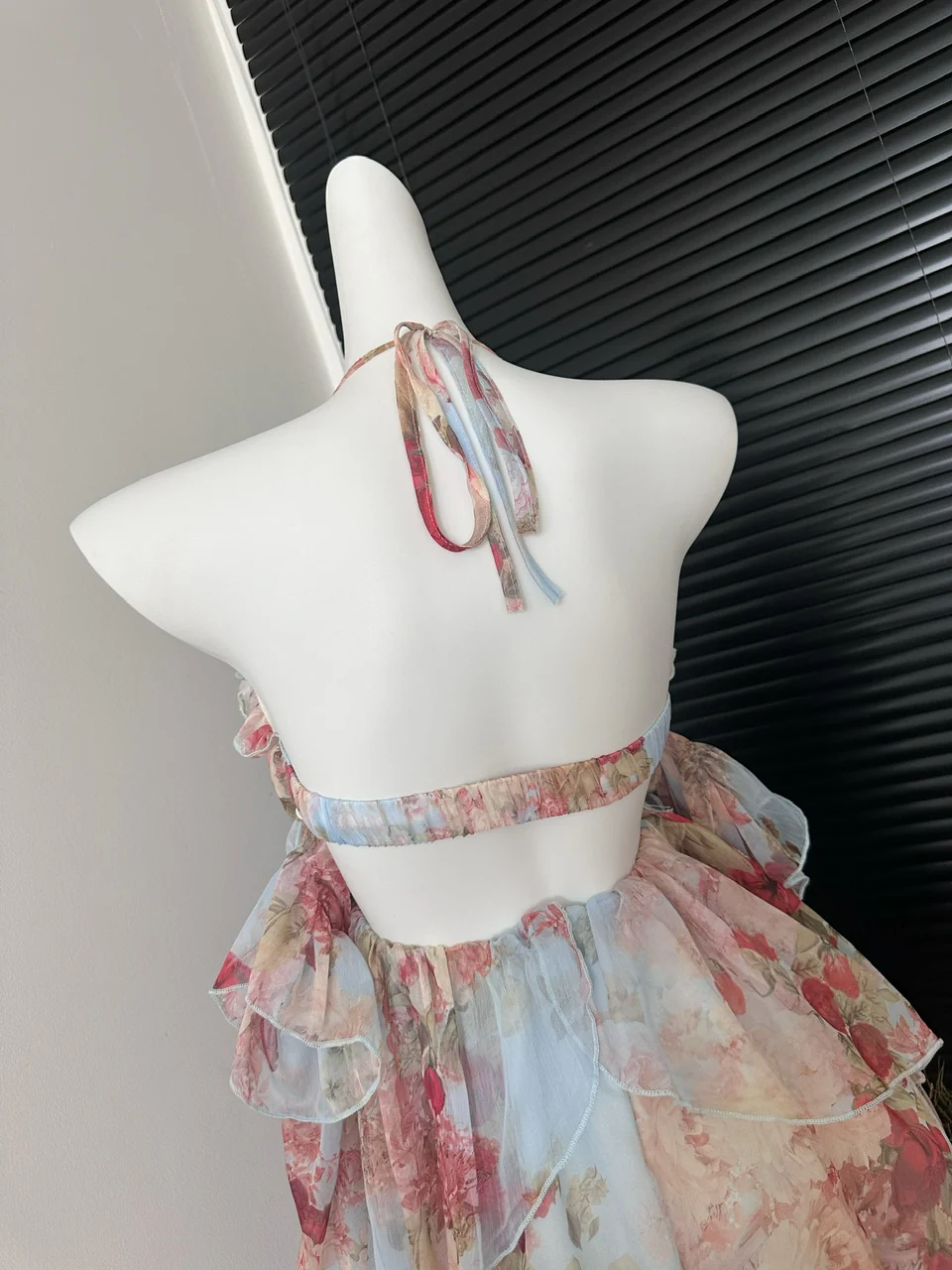 Sweet A Line Halter Pink Floral Summer Short Women Dresses DP0015 - Deanwangkt