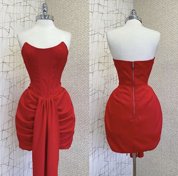 Cute Sheath Strapless Red Short Homecoming Dress Summer Middle School Formal Hoco Dresses Cocktail Dress Birthday Outfits W0573 - Deanwangkt