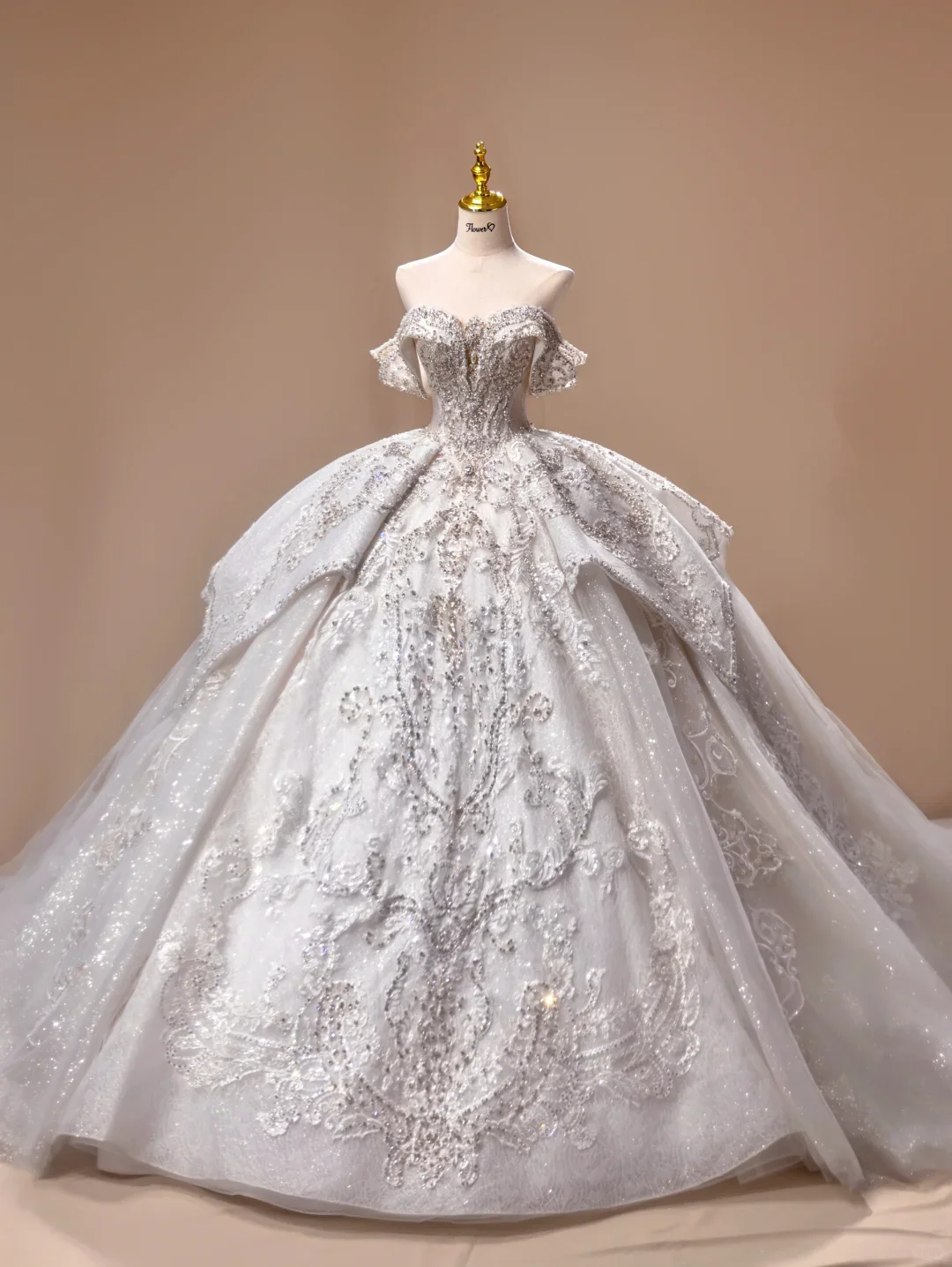 Princess Wedding Dress Ball Gown Off The Shoulder Sequin Short Sleeves Wedding Dresses Bridal Gowns DH2787 - Deanwangkt