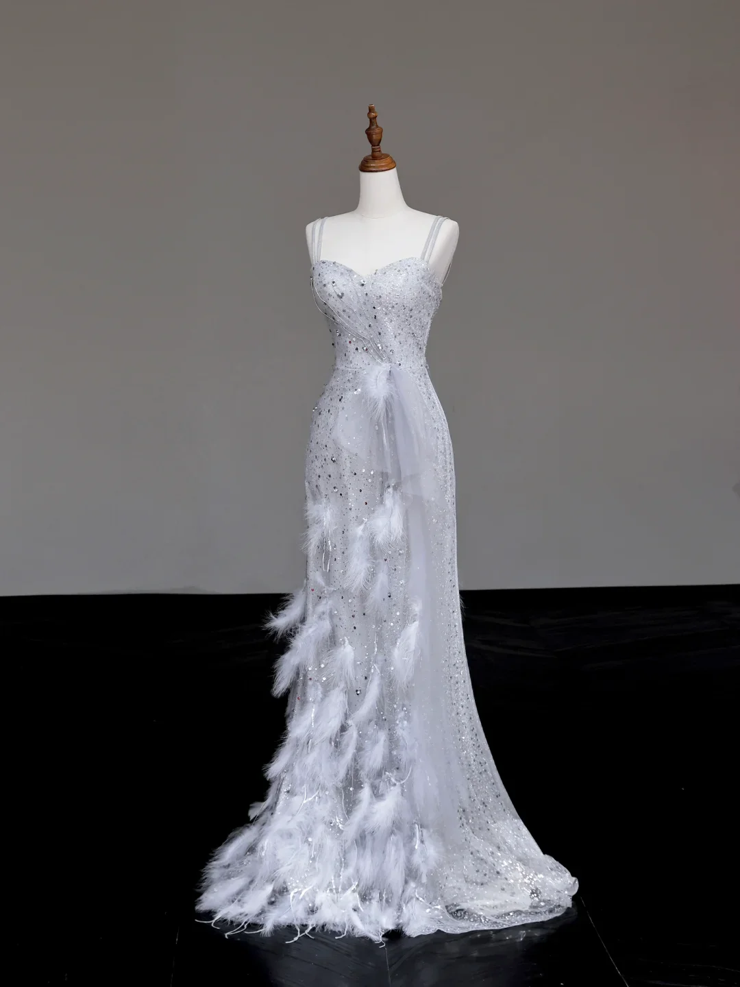 Gorgeous A Line Spaghetti Straps Sequin Silver Long Prom Dress Party Dress Graduation Dresses DP713 - Deanwangkt