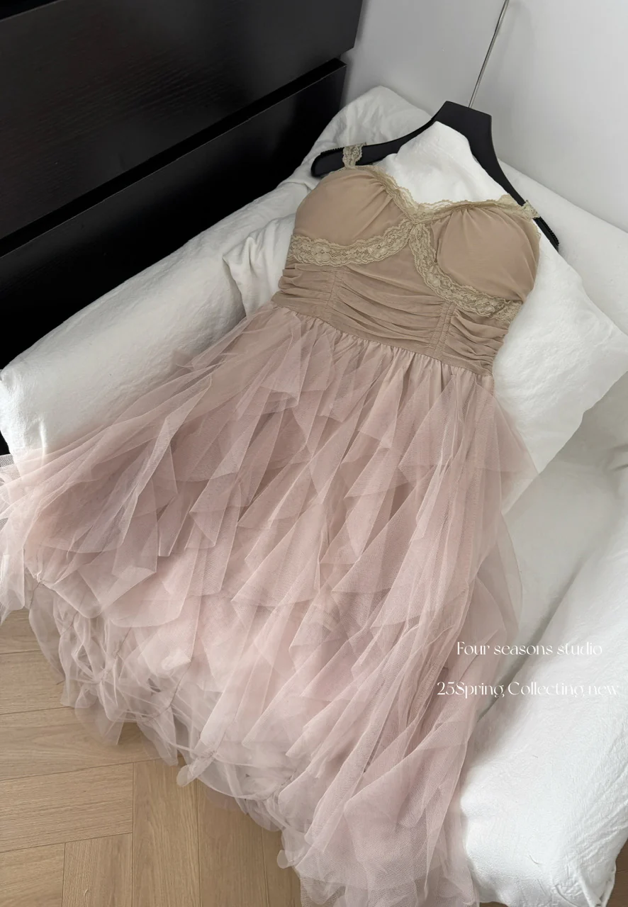 Cute A Line Straps Lace Ruffles Summer Dress Holiday Party Outfits For Girls DP0134 - Deanwangkt